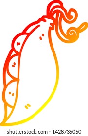 warm gradient line drawing of a cartoon peas in pod