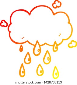 warm gradient line drawing of a cartoon cloud raining