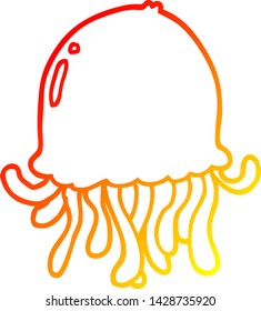 warm gradient line drawing of a cartoon jellyfish