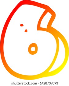 warm gradient line drawing of a cartoon number six