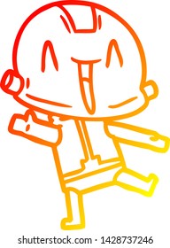 warm gradient line drawing of a cartoon robot