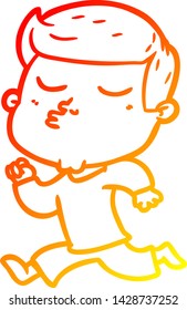 warm gradient line drawing of a cartoon model guy pouting