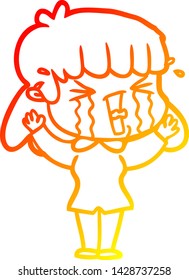 dibujo de línea de gradiente cálido de una mujer caricaturizada