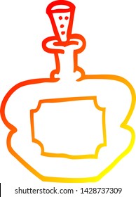 warme Farbverlauf-Linie Zeichnung einer Parfüm-Cartoon-Flasche