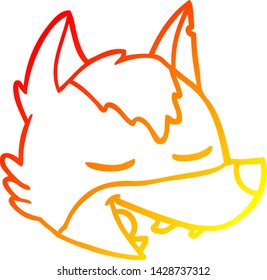 warm gradient line drawing of a cartoon wolf face