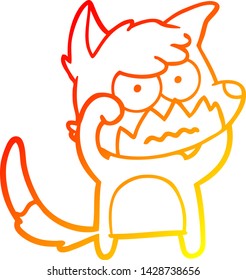 warm gradient line drawing of a cartoon annoyed fox