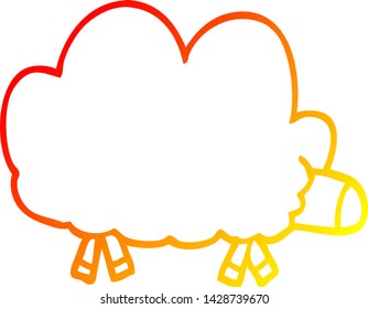 warm gradient line drawing of a cartoon sheep