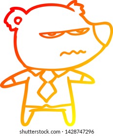 warm gradient line drawing of a cartoon angry boss bear