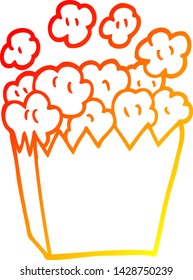 warm gradient line drawing of a cartoon cinema popcorn