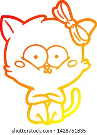 warm gradient line drawing of a cartoon cat