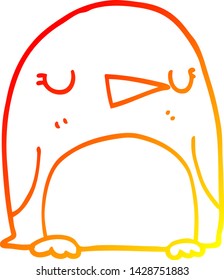 warm gradient line drawing of a cartoon penguin