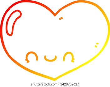 dibujo de línea de degradado cálido de una caricatura de amor cardíaco