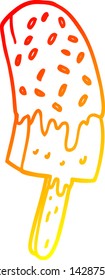 warm gradient line drawing of a cartoon ice cream lolly