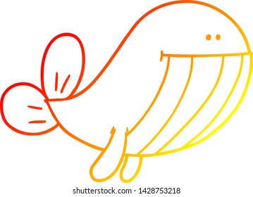warme Farbverlauf-Linienzeichnung eines Cartoon Wal