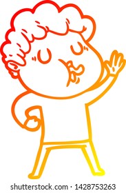 warm gradient line drawing of a cartoon man singing