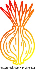 warm gradient line drawing of a cartoon sprouting onion