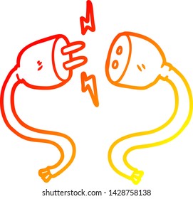 warm gradient line drawing of a cartoon plug and socket