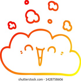 dibujo de línea de degradado cálido de una nube de humo de dibujos animados