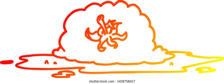 warm gradient line drawing of a cartoon squashed tomato