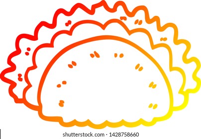 warm gradient line drawing of a cartoon healthy taco