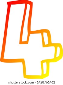warm gradient line drawing of a cartoon number four