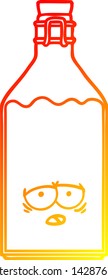 warm gradient line drawing of a cartoon old milk bottle