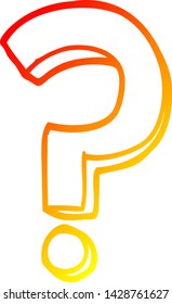 dibujo de línea de degradado cálido de un signo de interrogación de caricatura