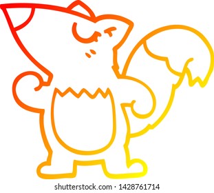 warm gradient line drawing of a cartoon squirrel