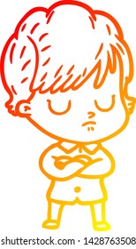 warm gradient line drawing of a cartoon woman