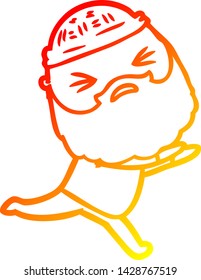 warm gradient line drawing of a cartoon man with beard