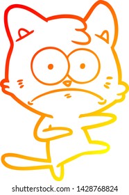 dibujo de línea de gradiente cálido de un gato nervioso