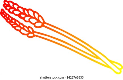 dibujo de línea de gradiente cálido de un trigo de dibujos animados