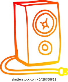 desenho de linha gradiente quente de um alto-falante de desenho animado