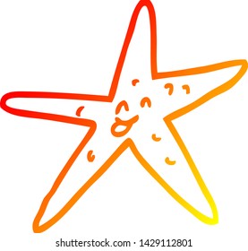 dibujo de línea de degradado cálido de un pez estrella de dibujos animados