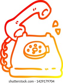 warm gradient line drawing of a cartoon telephone ringing