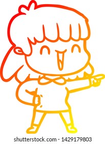 warm gradient line drawing of a cartoon woman
