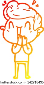 warm gradient line drawing of a cartoon excited man