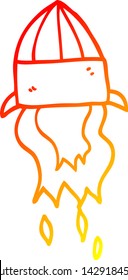 warm gradient line drawing of a cartoon rocket launch