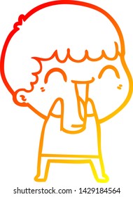 warm gradient line drawing of a cartoon happy man