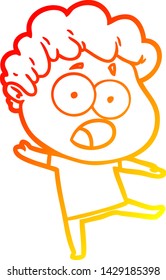 warm gradient line drawing of a cartoon shocked man