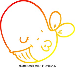 warm gradient line drawing of a cartoon whale