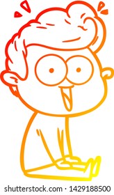 warm gradient line drawing of a cartoon staring man