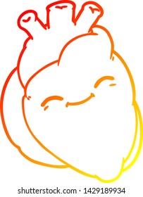 dibujo de línea de gradiente cálido de un corazón feliz de dibujos animados