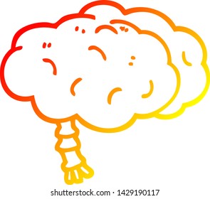 warm gradient line drawing of a cartoon brain