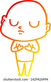 dibujo de línea de gradiente cálido de un hombre calvo de dibujos animados