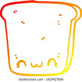 warm gradient line drawing of a cartoon slice of bread