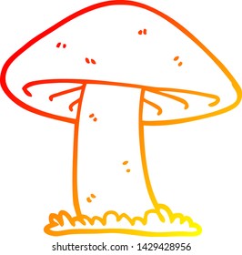 warm gradient line drawing of a cartoon mushroom
