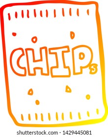 dibujo de línea de gradiente cálido de un paquete de dibujos animados de chips