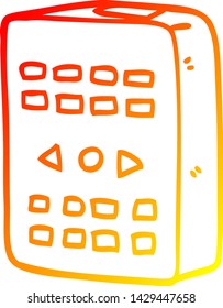 dibujo de línea de degradado cálido de un control remoto de dibujos animados