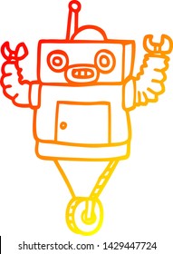 warm gradient line drawing of a cartoon robot